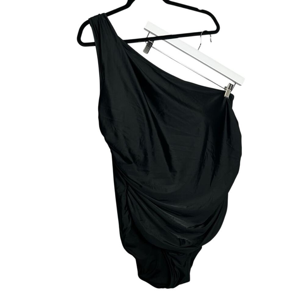 NWT J.Crew Black One Shoulder Ruched One Piece Swimsuit Plus Size 24
